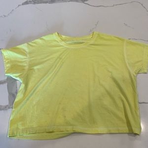 Lululemon size 6 neon yellow cropped shirt